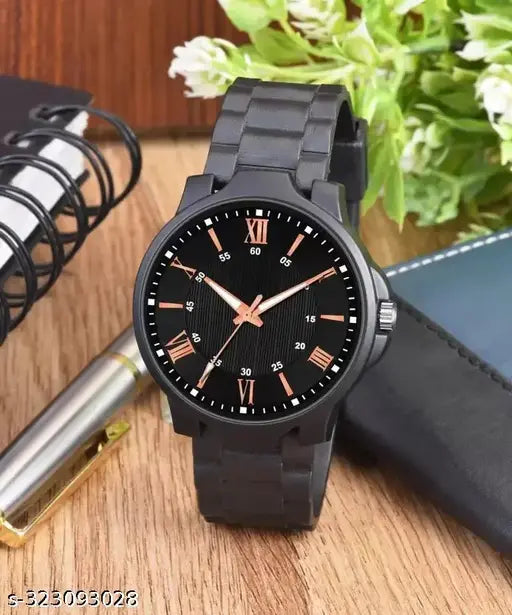Black stripped Rubber watch